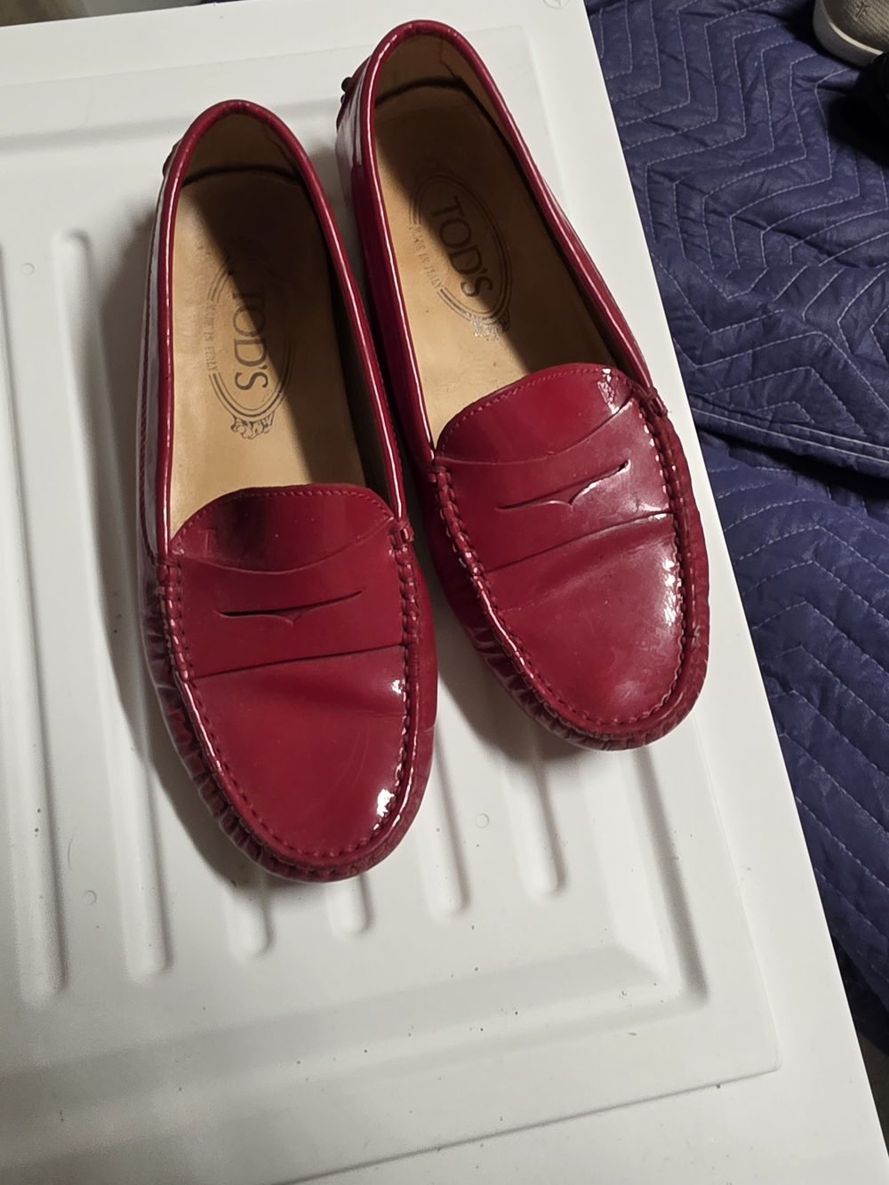 Tod's Women's Red Leather Penny Loafers Size 36